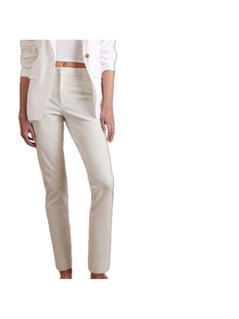Banana Republic Sloan High Rise Stripe Pant White Black Size 0